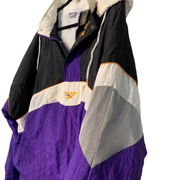 VINTAGE | 80’s Reebok Pullover Puffy Windbreaker w/ Removable‎ Hood - Sz XL - Picture 3 of 14